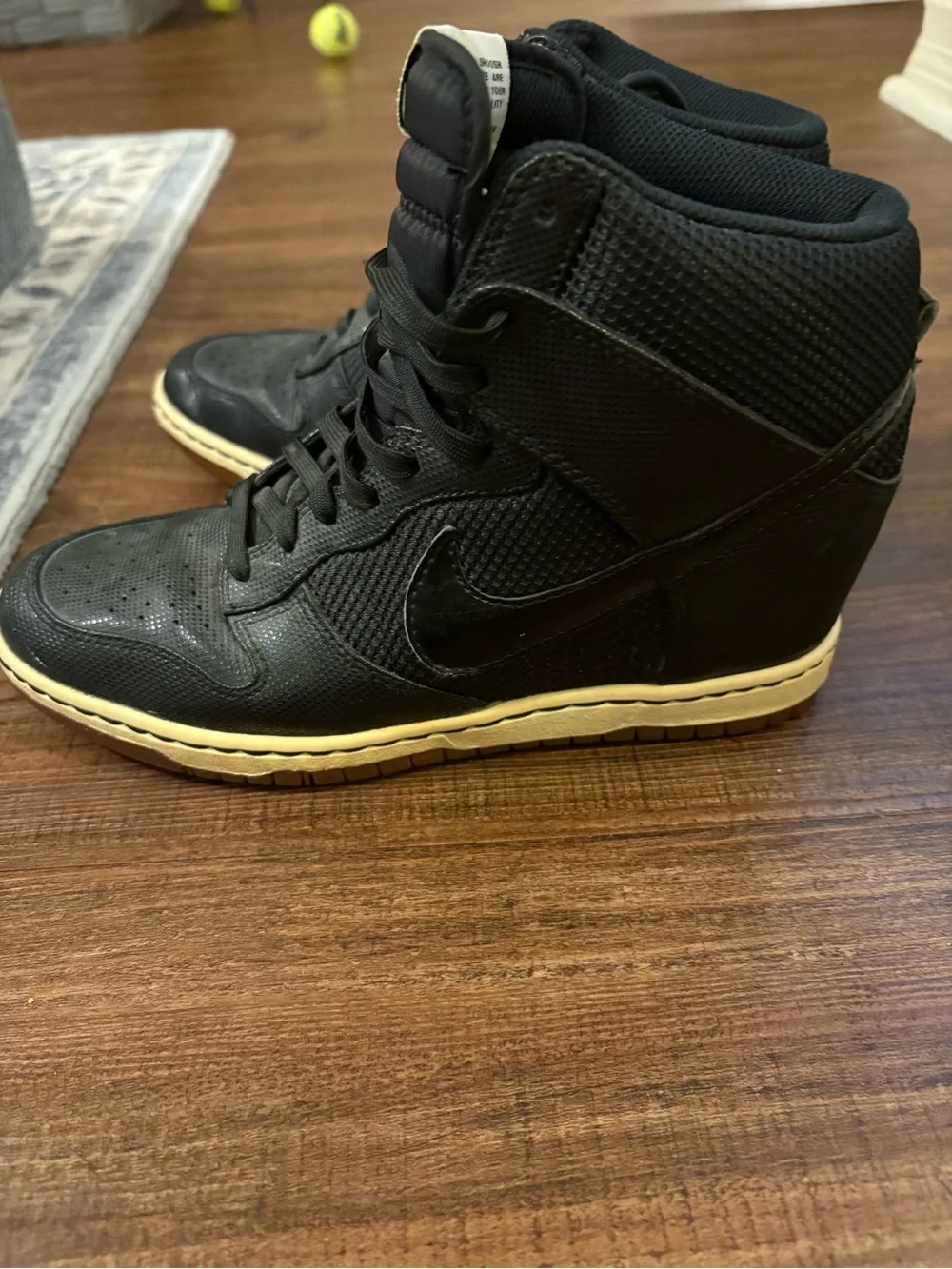 Nike Black High-Top Wedge Sneakers with Cream Midsole